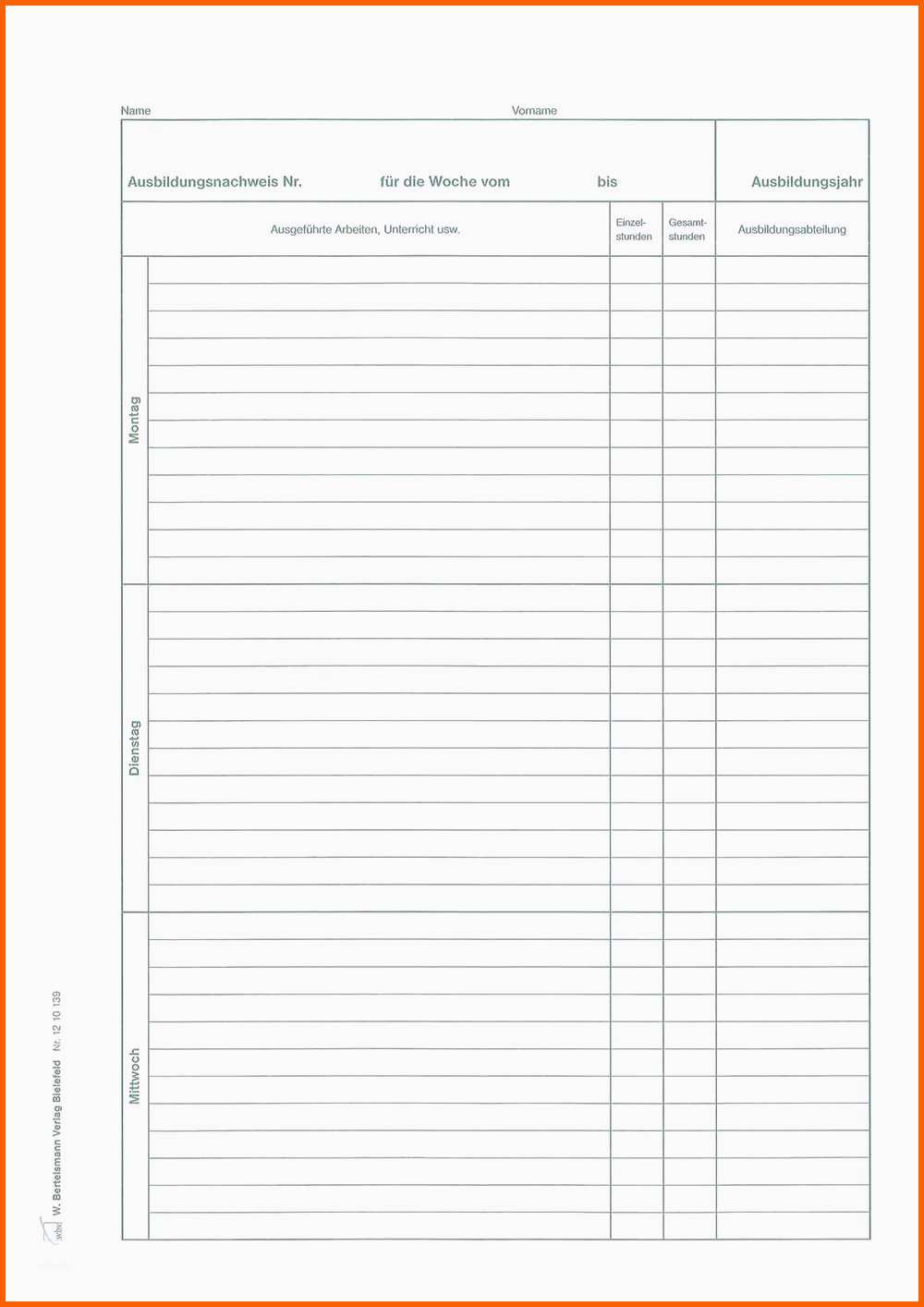 Tolle Inspirierende Berichtsheft Vorlage Ihk Download