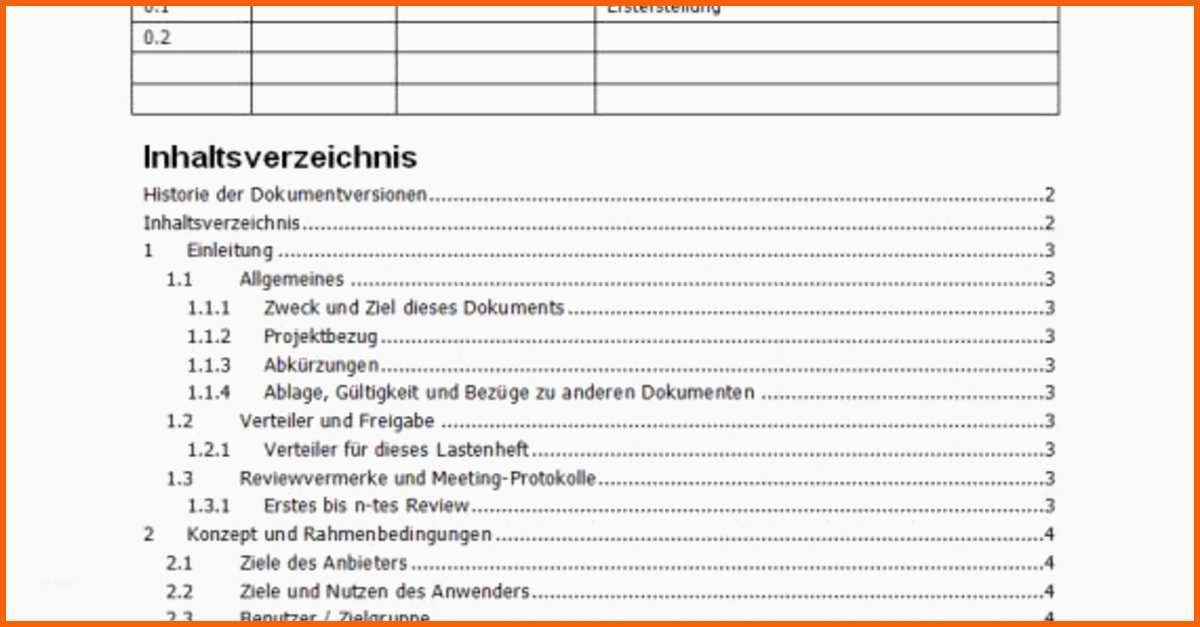 Tolle Lastenheft Vorlage Download