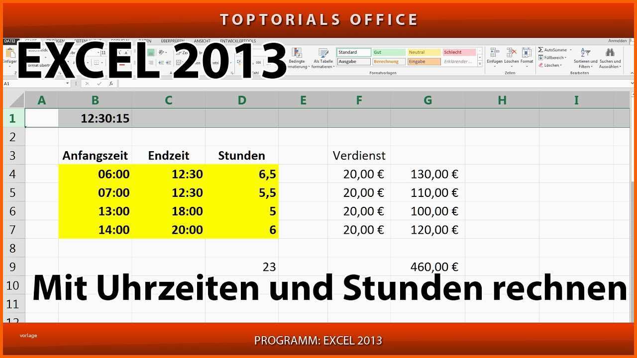 Tolle Mit Uhrzeiten Und Stunden Rechnen Excel