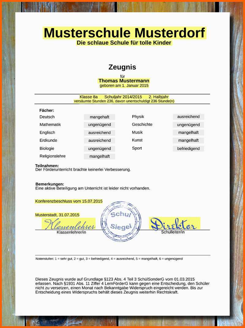 Tolle Multivorlage Schulzeugnis Einfach Selber Nach Wunsch