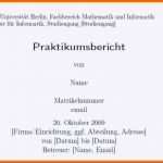 Tolle Praktikumsbericht Deckblatt Vorlage Das Beste Von 17
