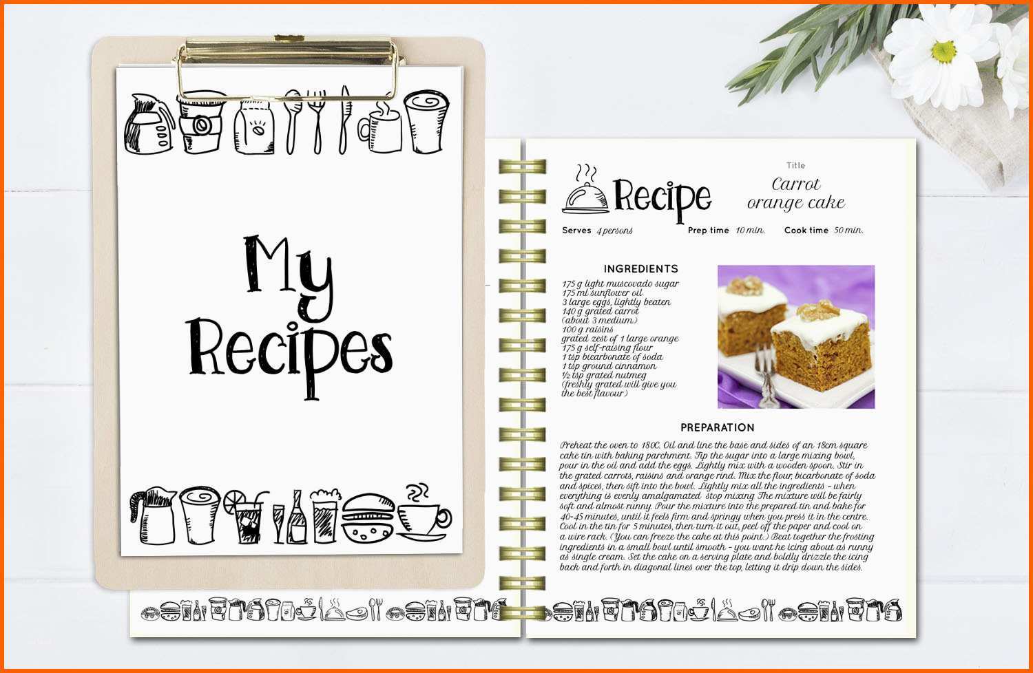 Tolle Schwarz Und Weiß Rezept Buch Vorlage Editierbare