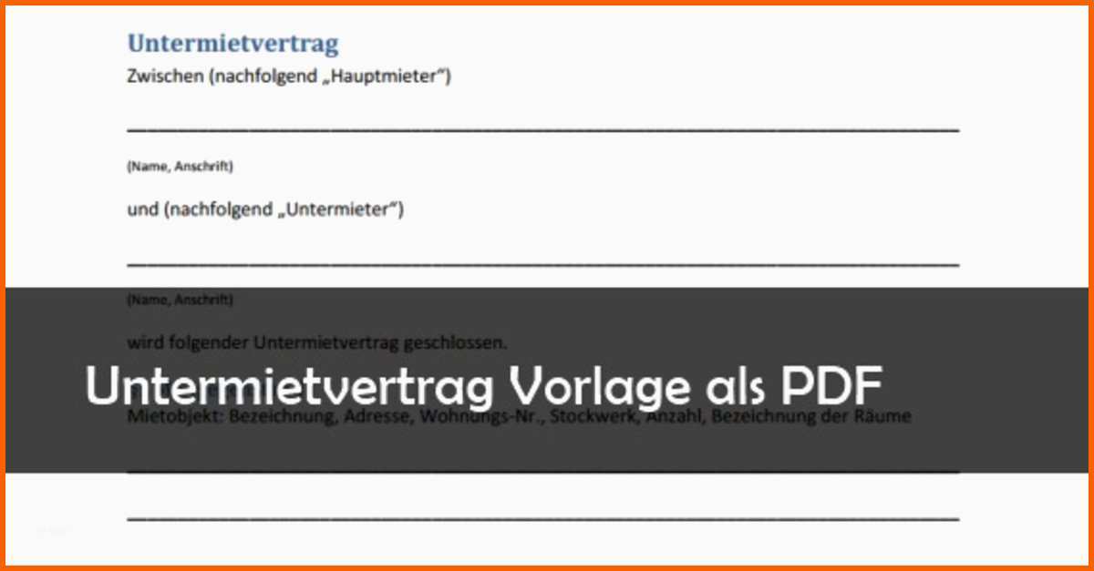 untermietvertrag vorlage