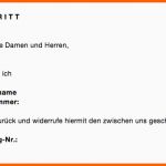 Tolle Vorlage Rücktritt Vom Kauf Widerruf Word