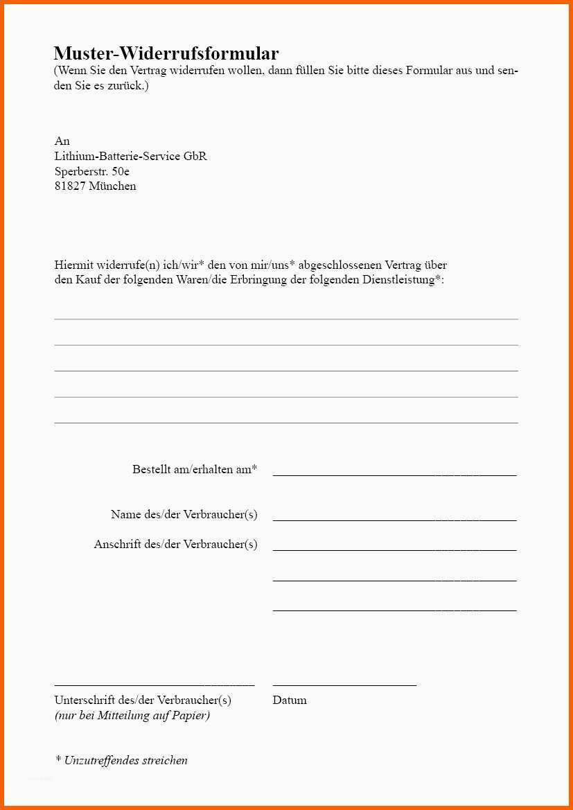 Tolle Widerrufsbelehrung Und Muster Widerrufsformular