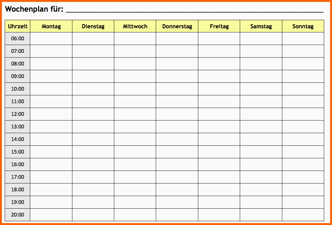 Tolle Wochenplan Vorlage