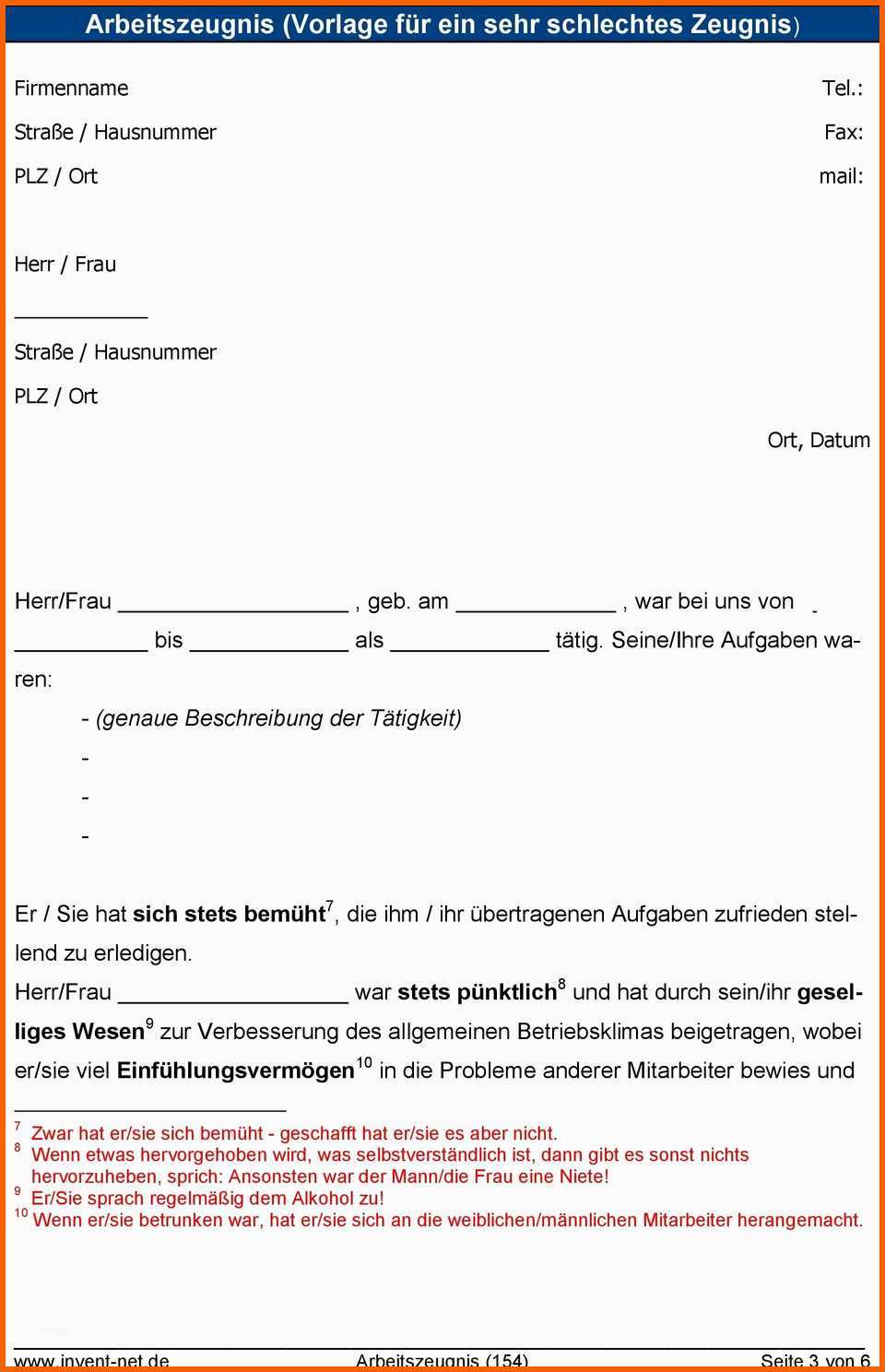 Überraschen 20 Zeugnis Vorlage