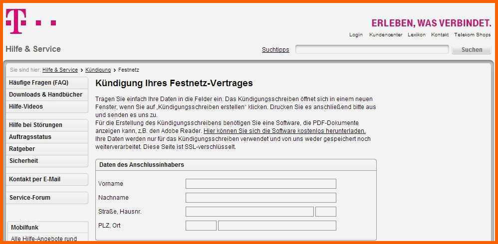 Überraschen 33 Angenehm Kündigungsschreiben Vorlage Festnetz Bilder
