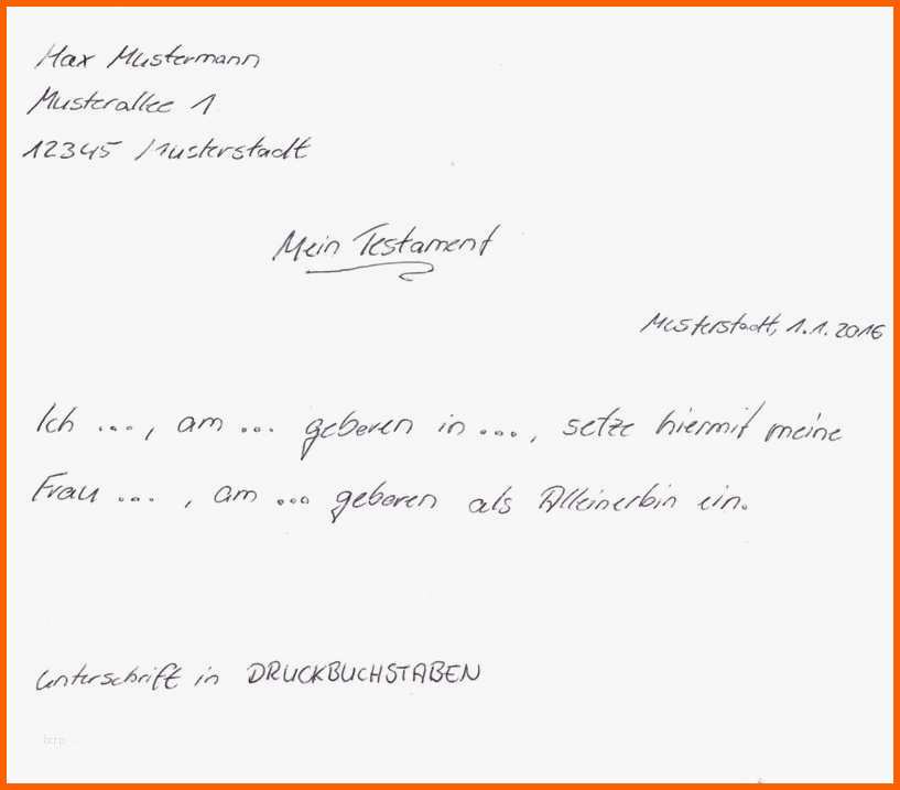 Überraschen 49 Best Vorlage Testament Alleinerbe Modelle