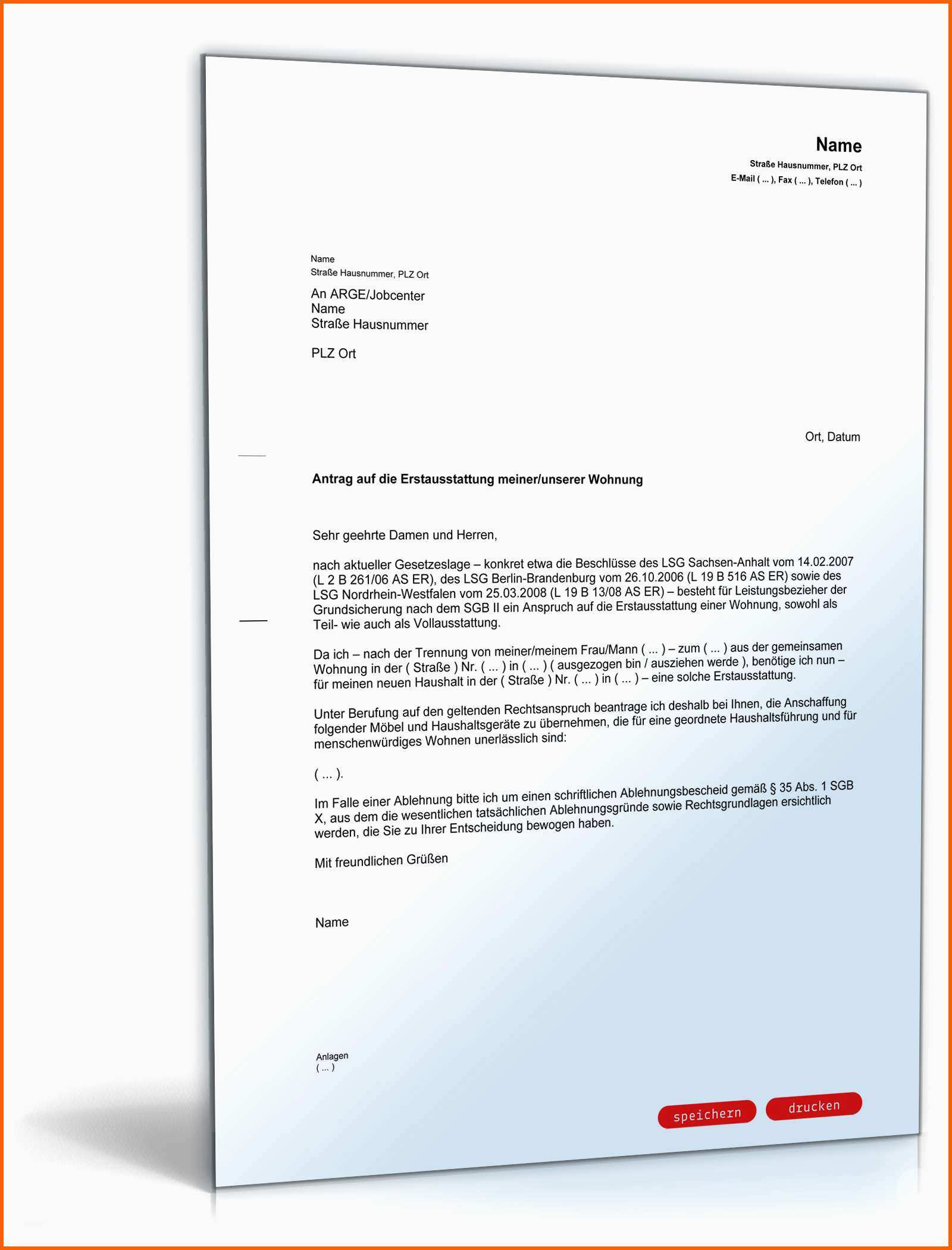Überraschen Antrag Auf Erstausstattung