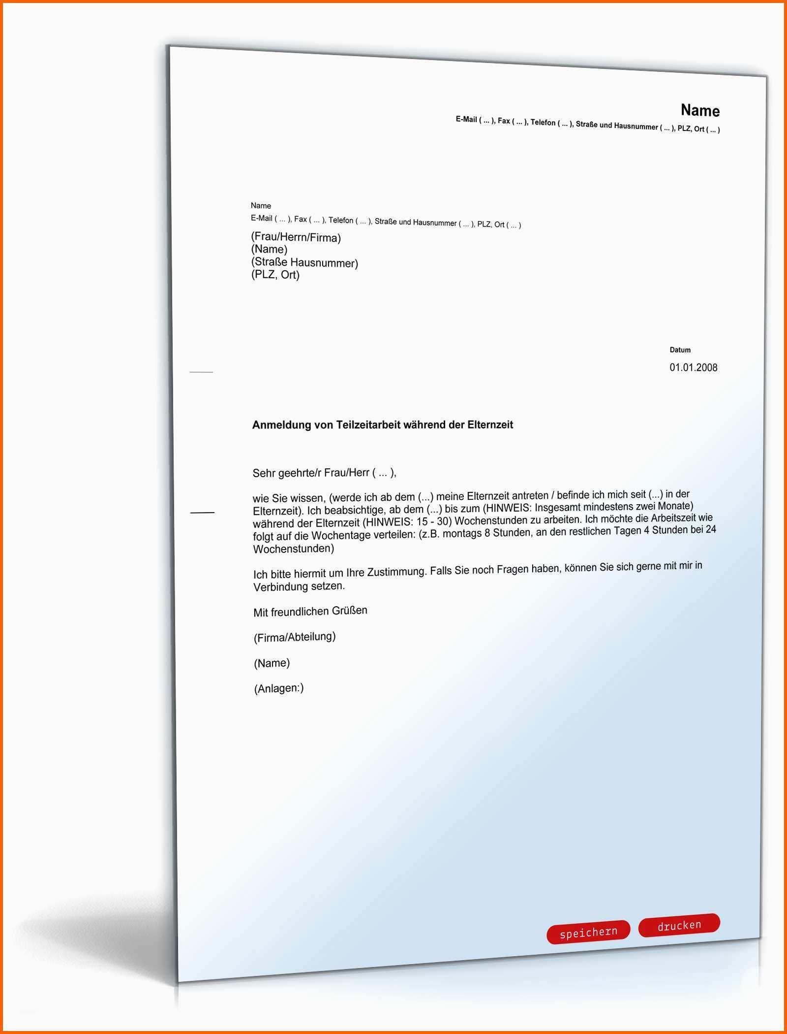 Überraschen Antrag Teilzeitarbeit Elternzeit