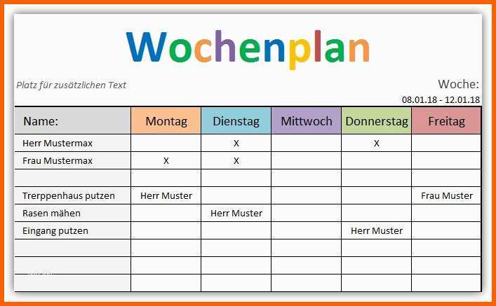 Überraschen Arbeitsplan Vorlage Excel – Gehen