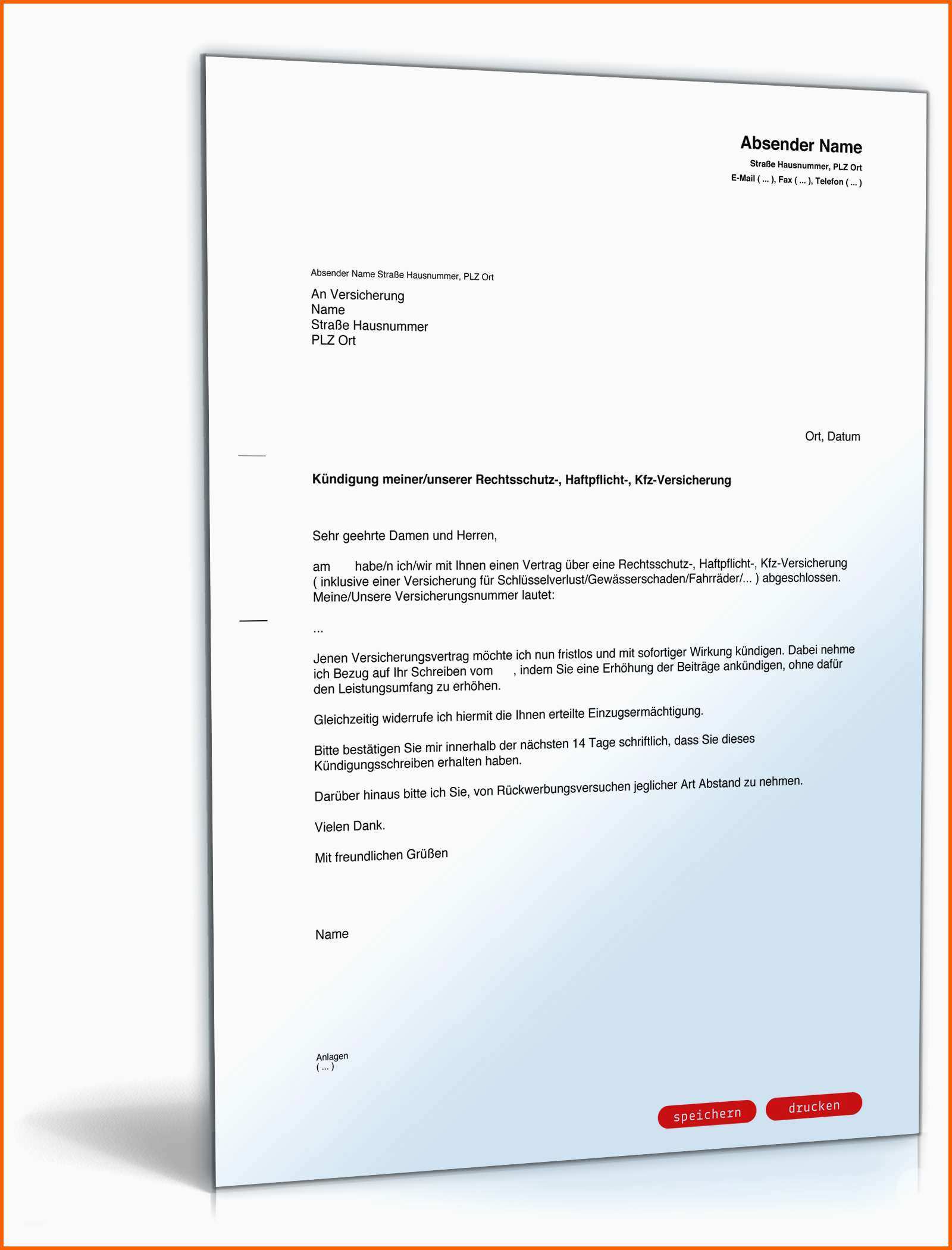 Überraschen Außerordentliche Kündigung Versicherung