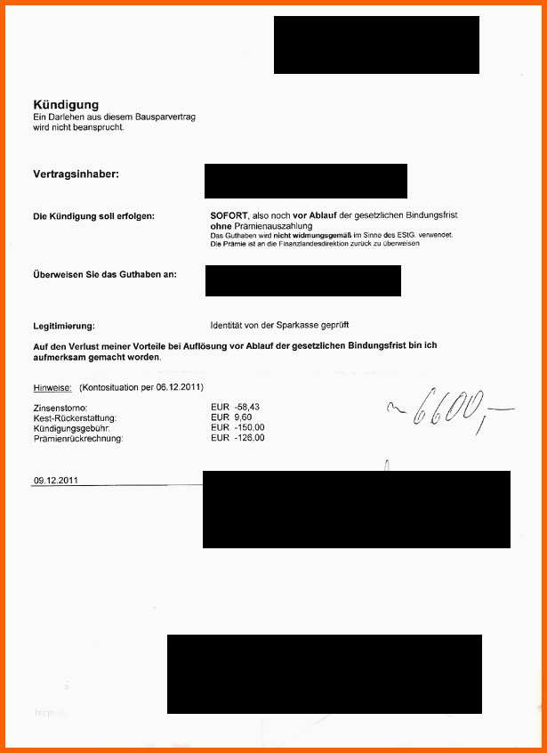 Überraschen Bausparvertrag Kündigen Vorlage Cool Kündigung