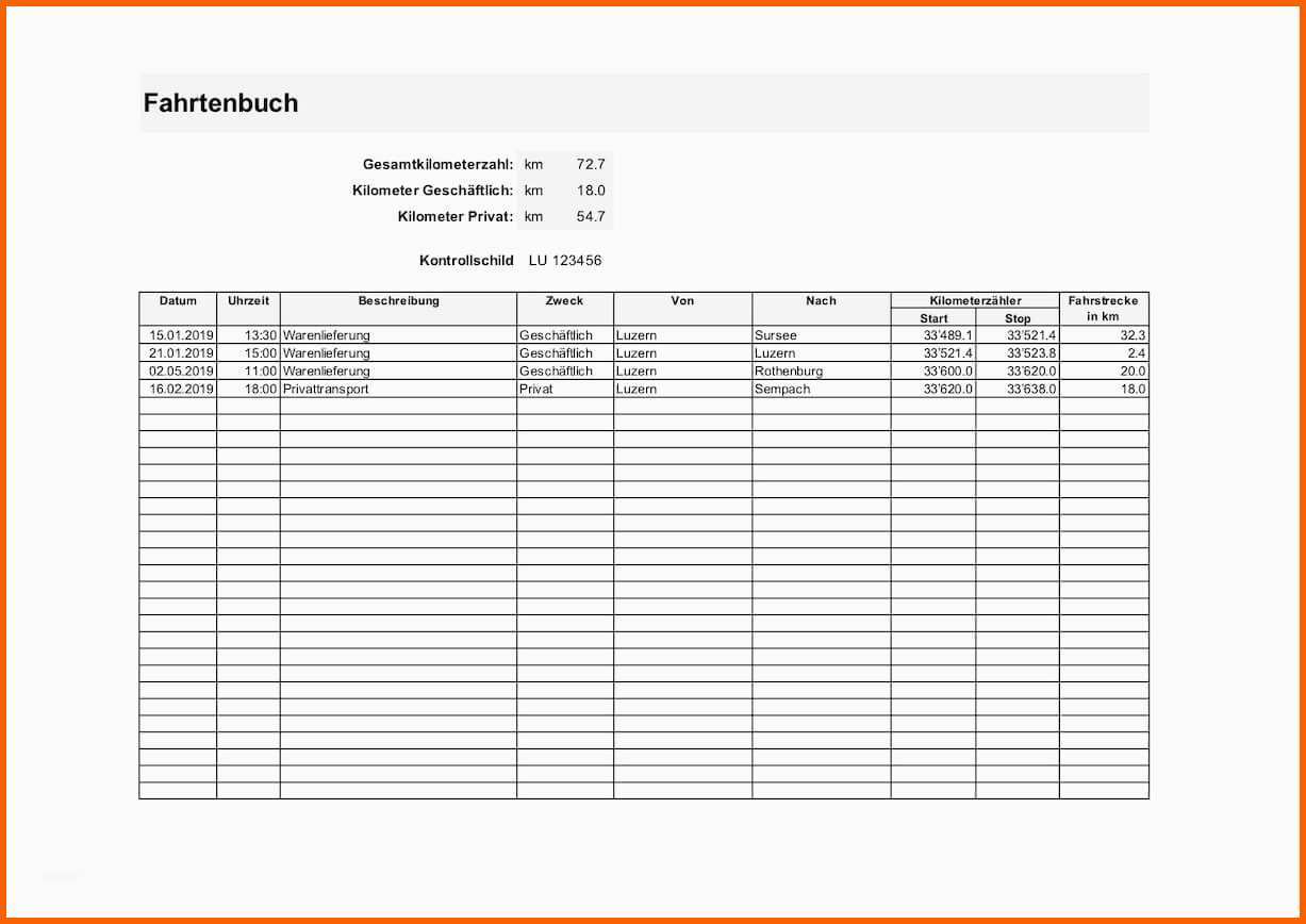 Überraschen Fahrtenbuch Vorlage Excel format