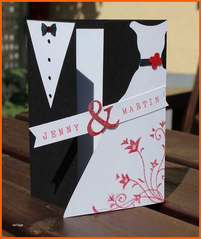 Überraschen Hochzeitskarte Brautkleid Frack 00 Hochzeit
