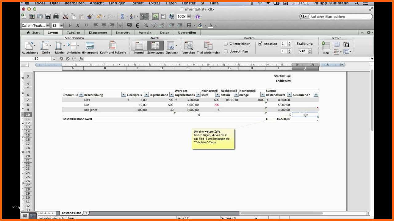 Überraschen Inventarliste Als Excel Vorlage