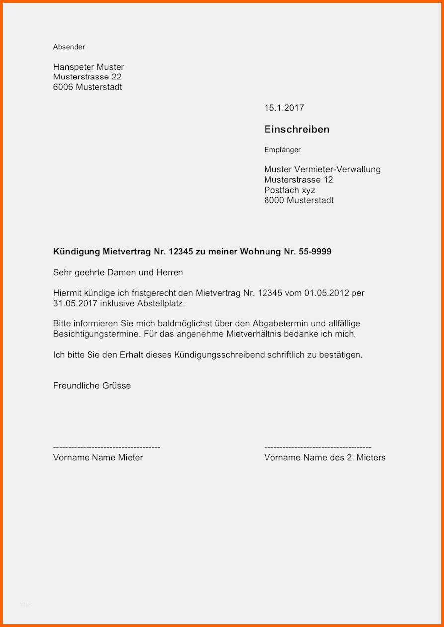 Überraschen Kündigungsschreiben Wohnung Vorlage Fabelhaft Kündigung