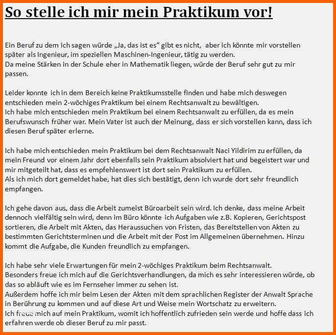 Überraschen Praktikumsbericht Vorlage Schule 10 Klasse Angenehm