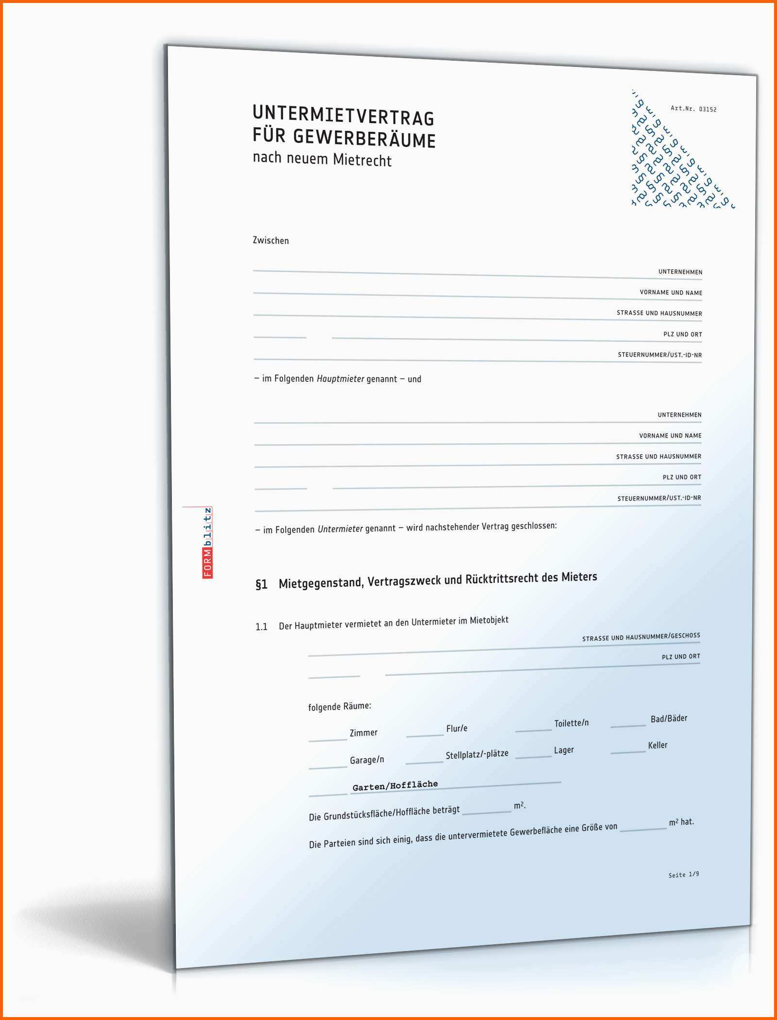 Überraschen Untermietvertrag Gewerberäume Rechtssicheres Muster Zum