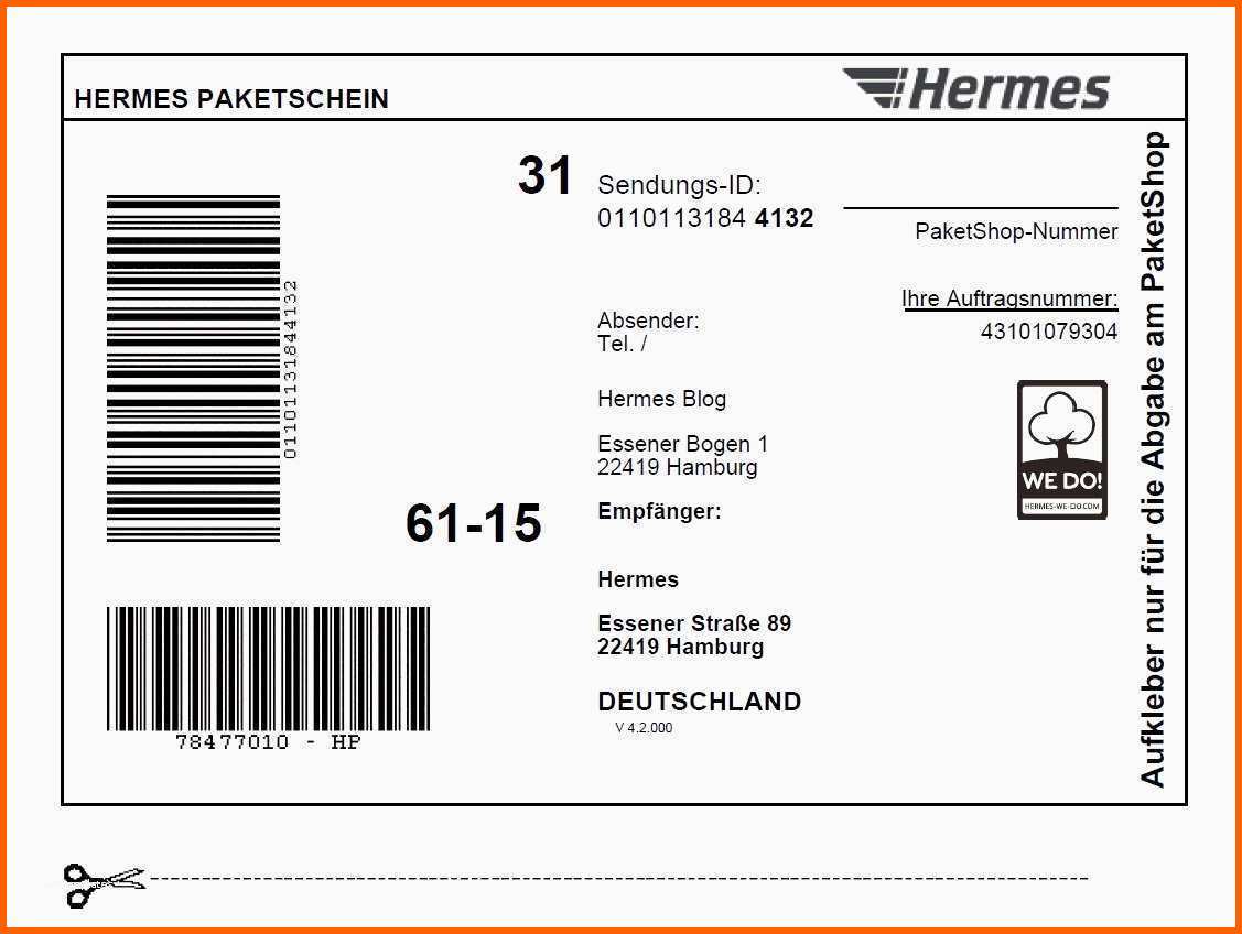 Überraschen Versandaufkleber Vorlage Am Besten Line Paketschein Hermes