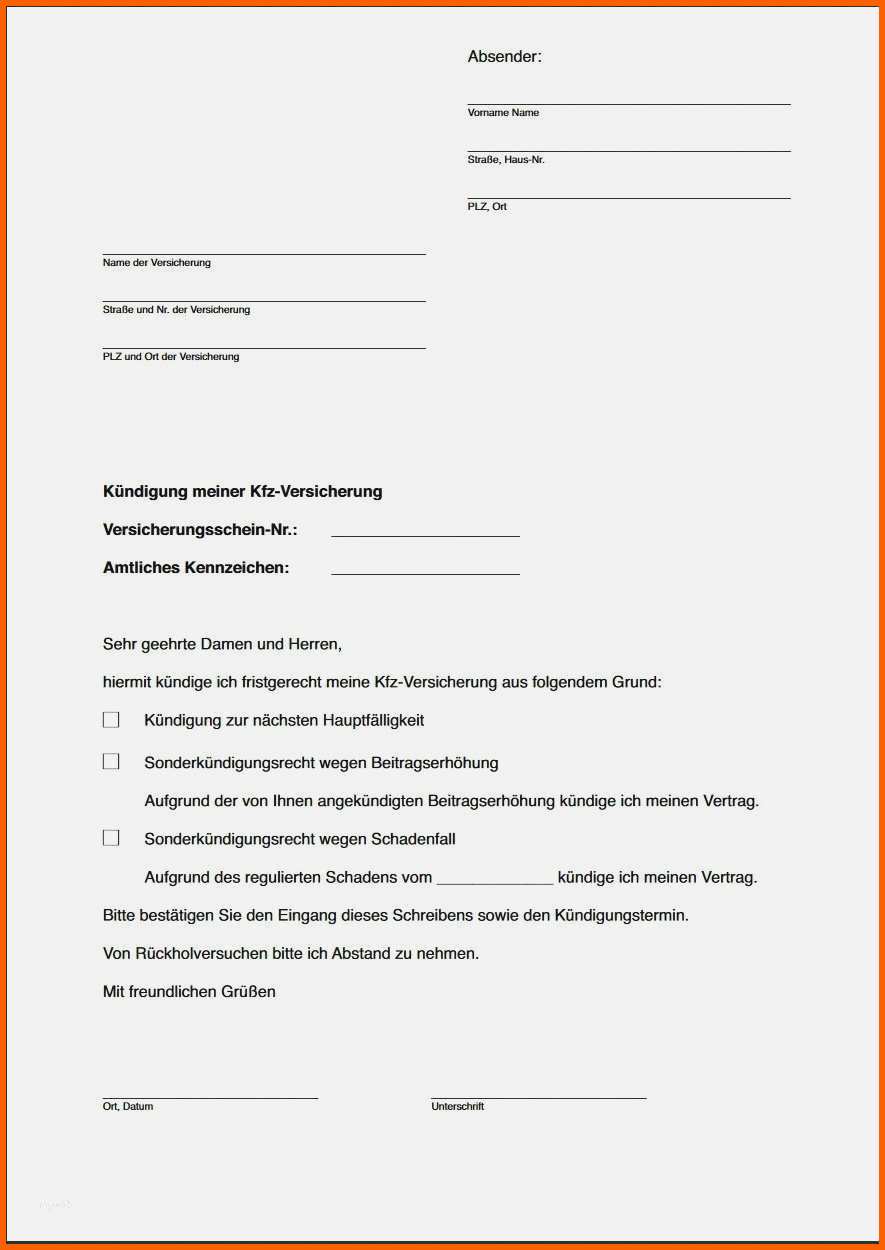 Überraschen Versicherung Kündigen Muster Vorlage Beste Vorlage