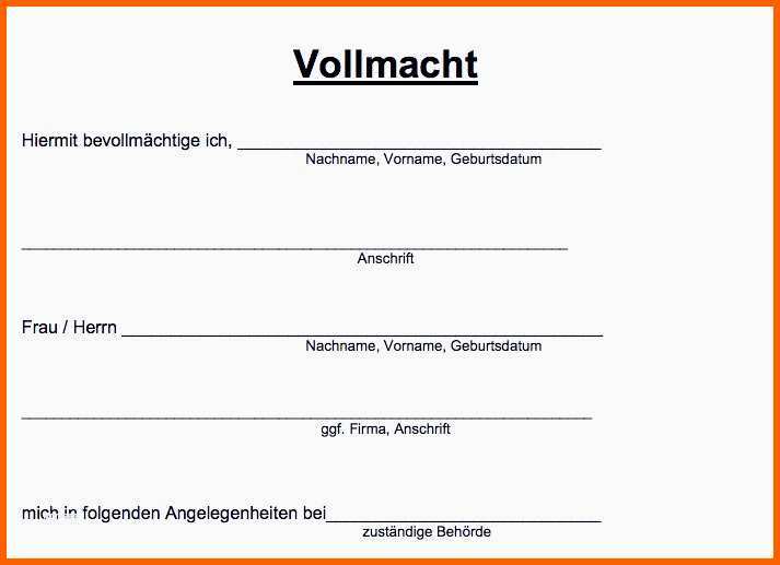 Überraschen Vollmacht Englisch Vorlage Private Vollmacht Muster