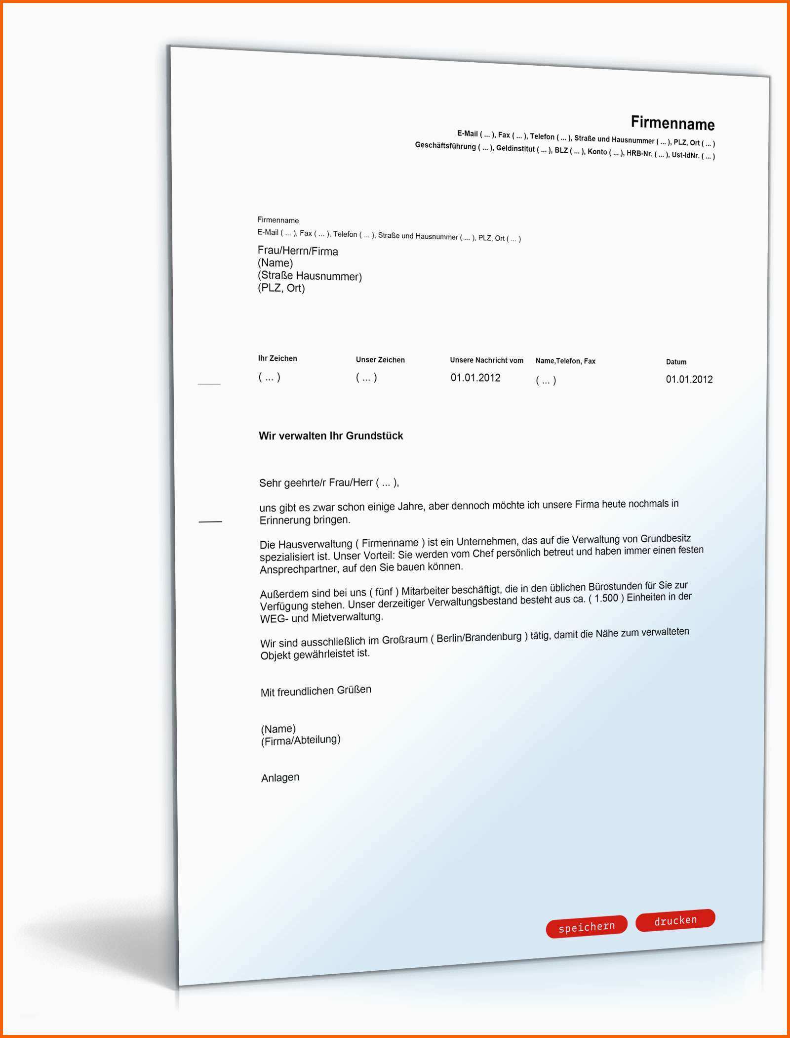 Überraschen Werbebrief Für Eine Hausverwaltung Muster Vorlage Zum