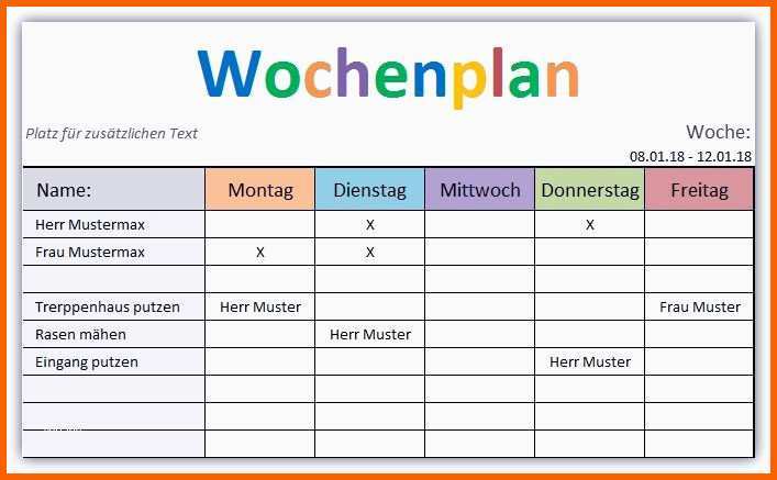 Überraschen Wochenplan Vorlage Inspirierend Wochenplan Vorlage