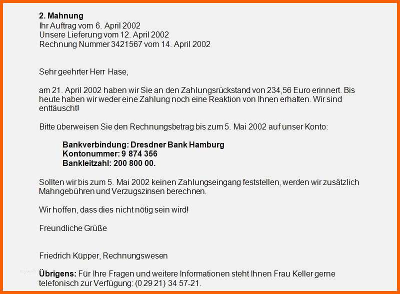 Überraschen Zweite Mahnung Vorlage Bewundernswert Textvorlagen Für