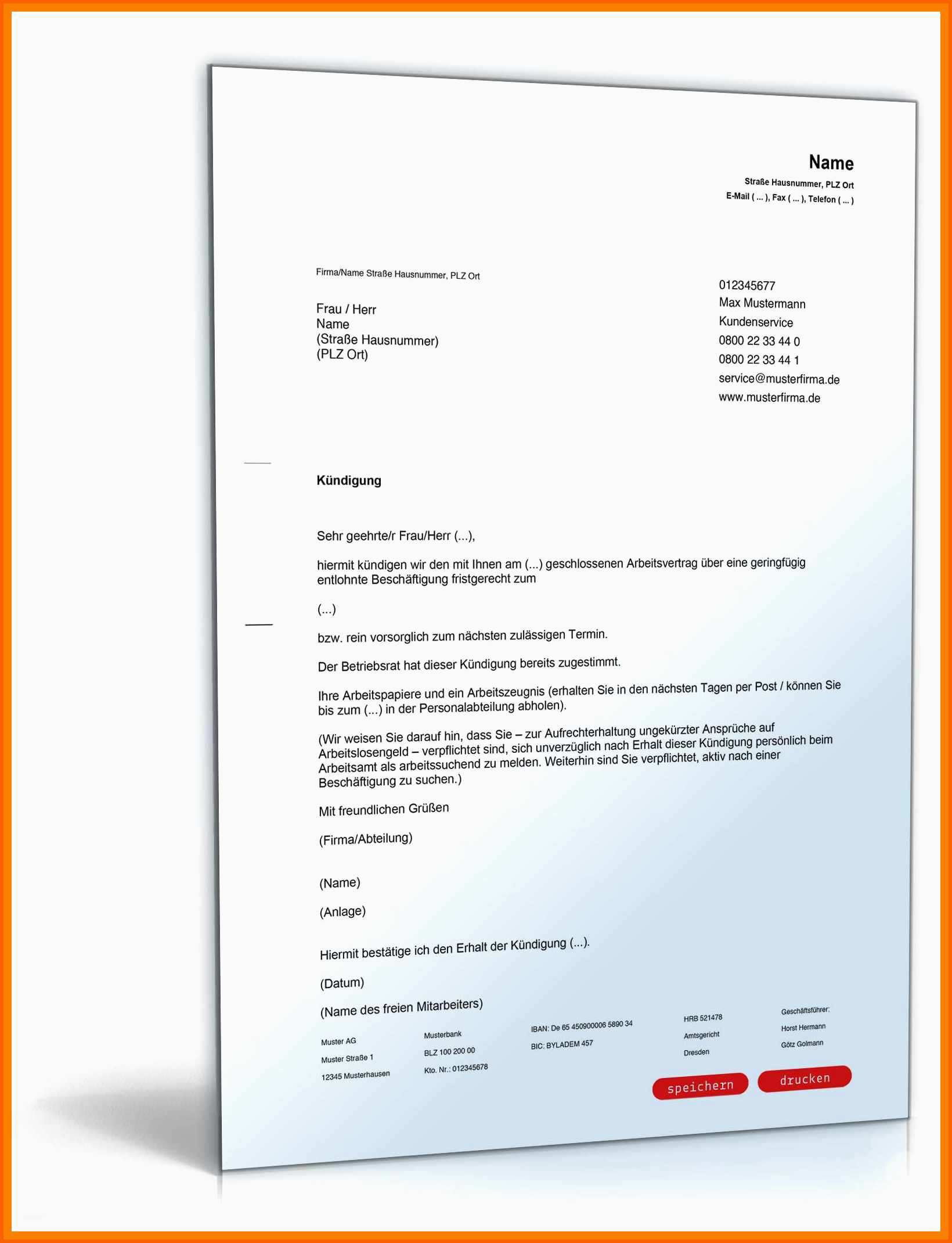Ungewöhnlich 11 Minijob Kündigen Vorlage