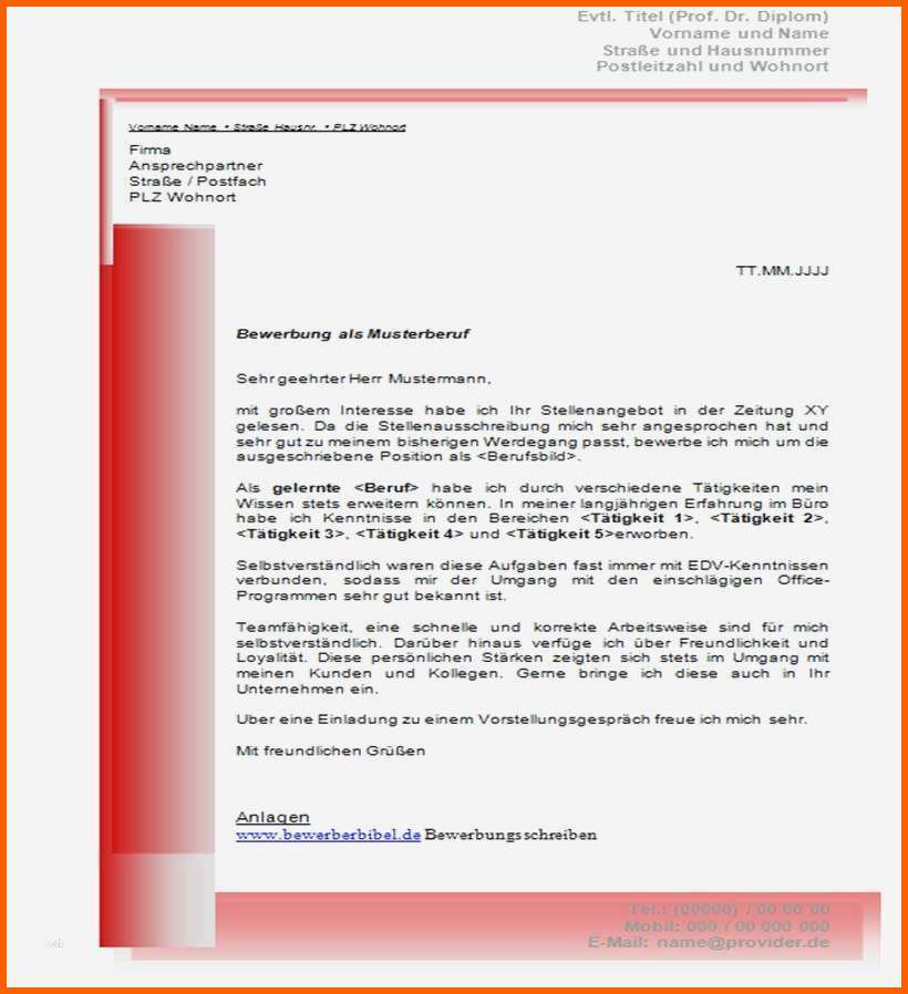 Ungewöhnlich 14 Bewerbungsschreiben Vorlage 2016