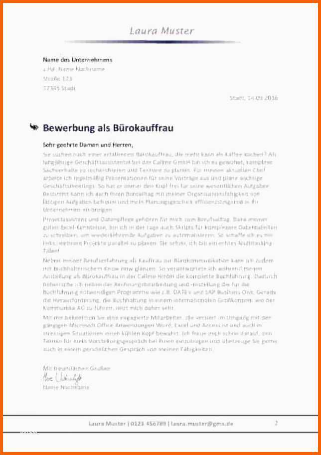 Ungewöhnlich 14 Bürokauffrau Bewerbung Muster