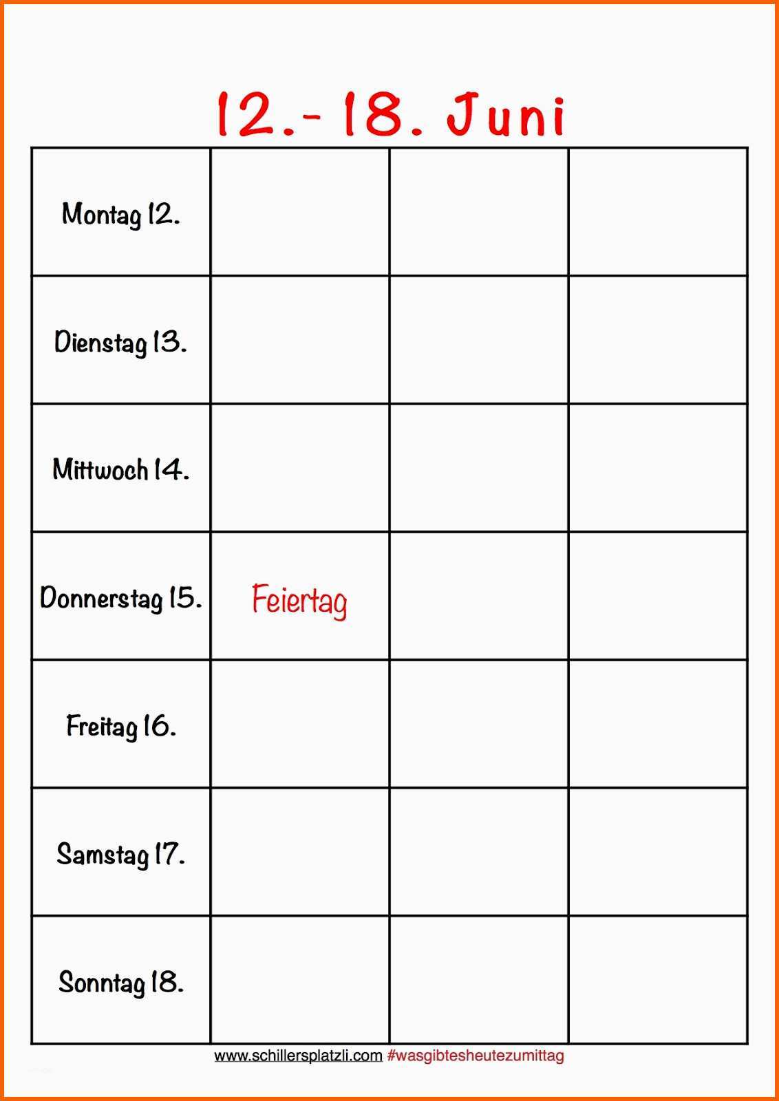 Ungewöhnlich 7 Vorlage Wochenplan