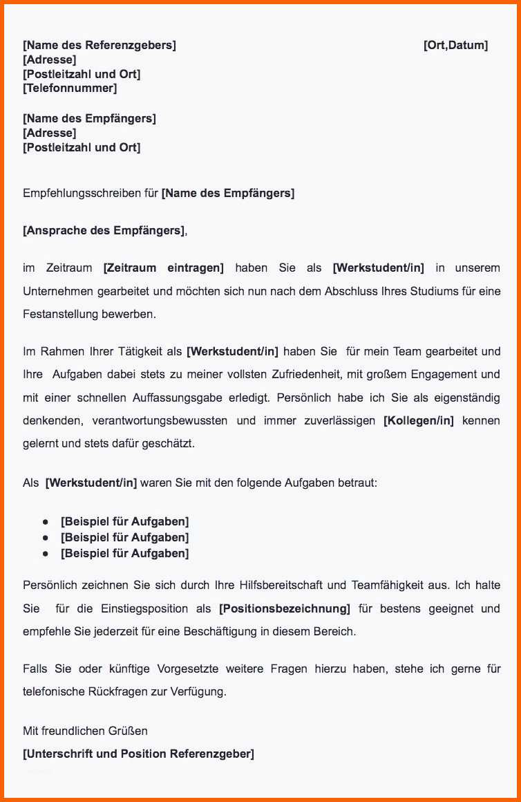 Ungewöhnlich 8 Empfehlungsschreiben Muster