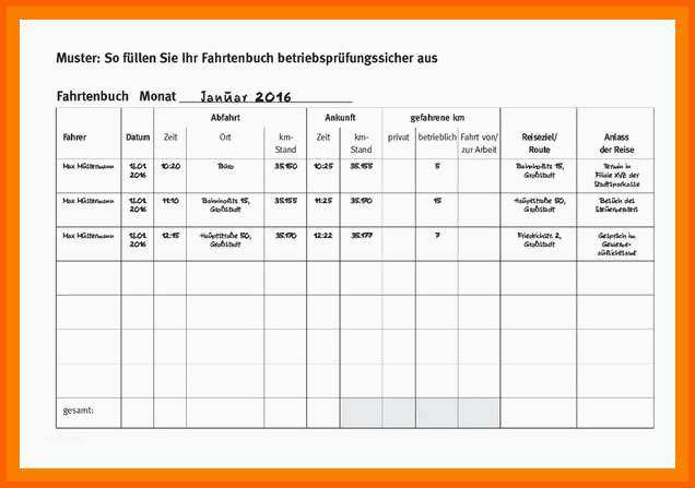 Ungewöhnlich 8 Fahrtenbuch Vorlage