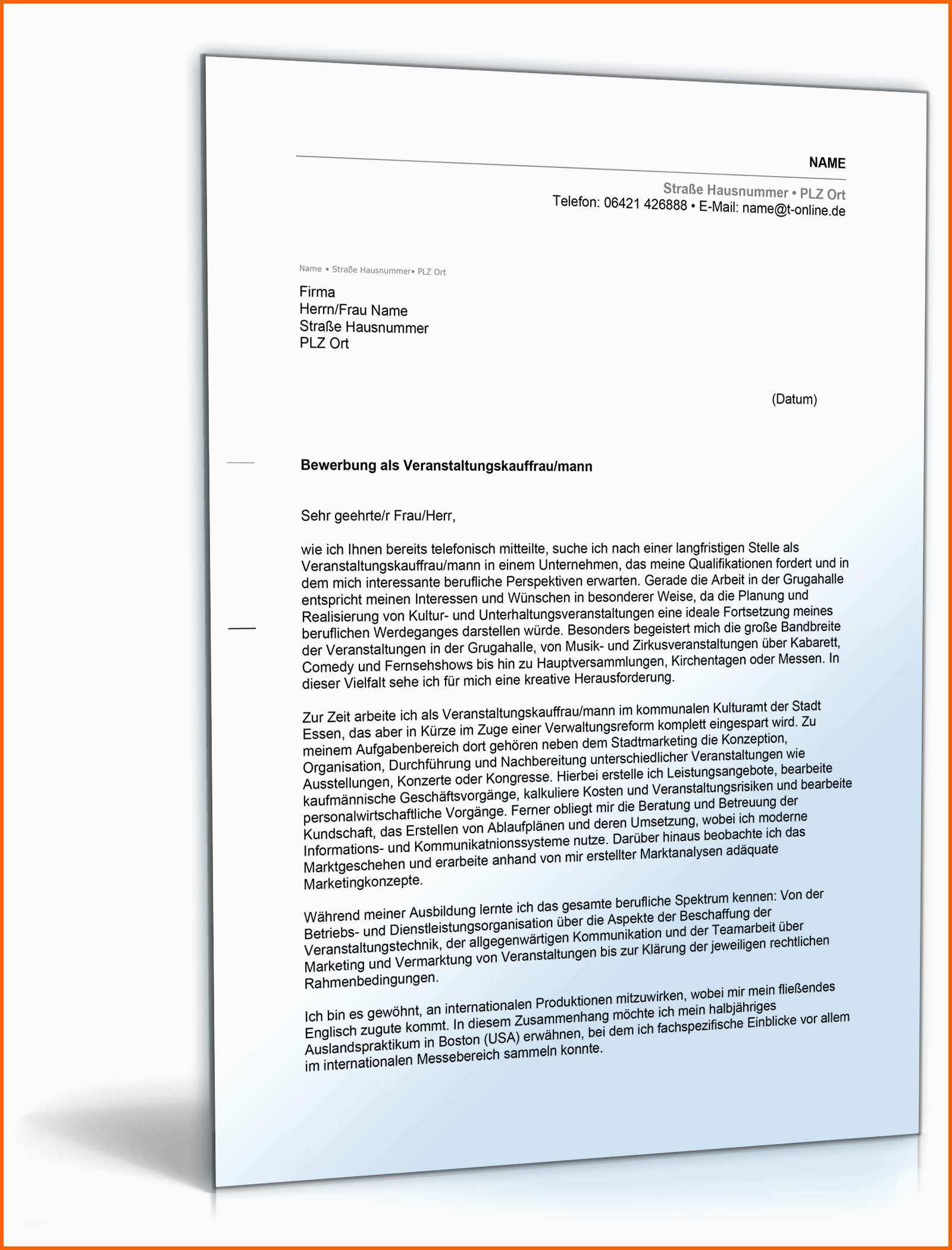 bewerbung anschreiben veranstaltungskaufleute