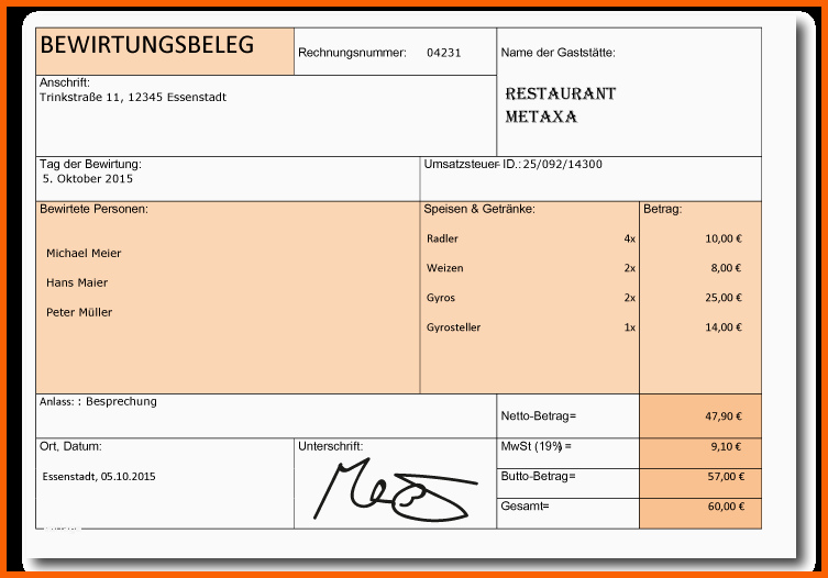 Ungewöhnlich Bewirtungsbeleg Vorlage Ausfüllen Anleitung Und Tipps