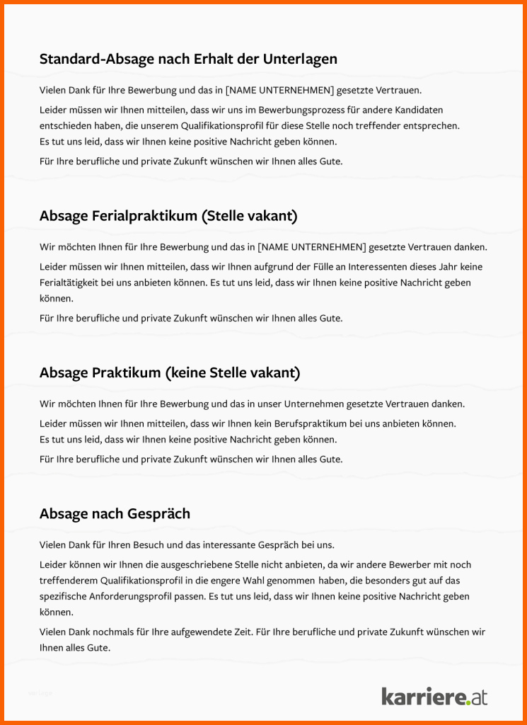 Ungewöhnlich Die Besten Absageschreiben Karriere