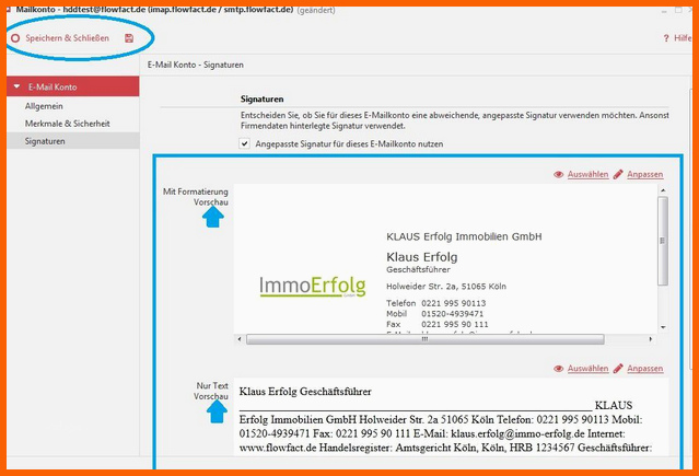 Ungewöhnlich E Mail Signatur Auswählen Einstellen – Flowfact Happy