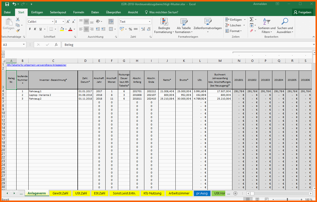 einnahmenueberschussrechnung vorlage excel openoffice
