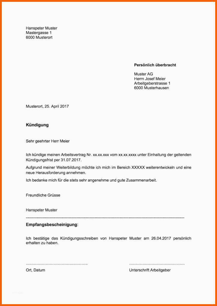 Ungewöhnlich Kündigungsschreiben Arbeitnehmer