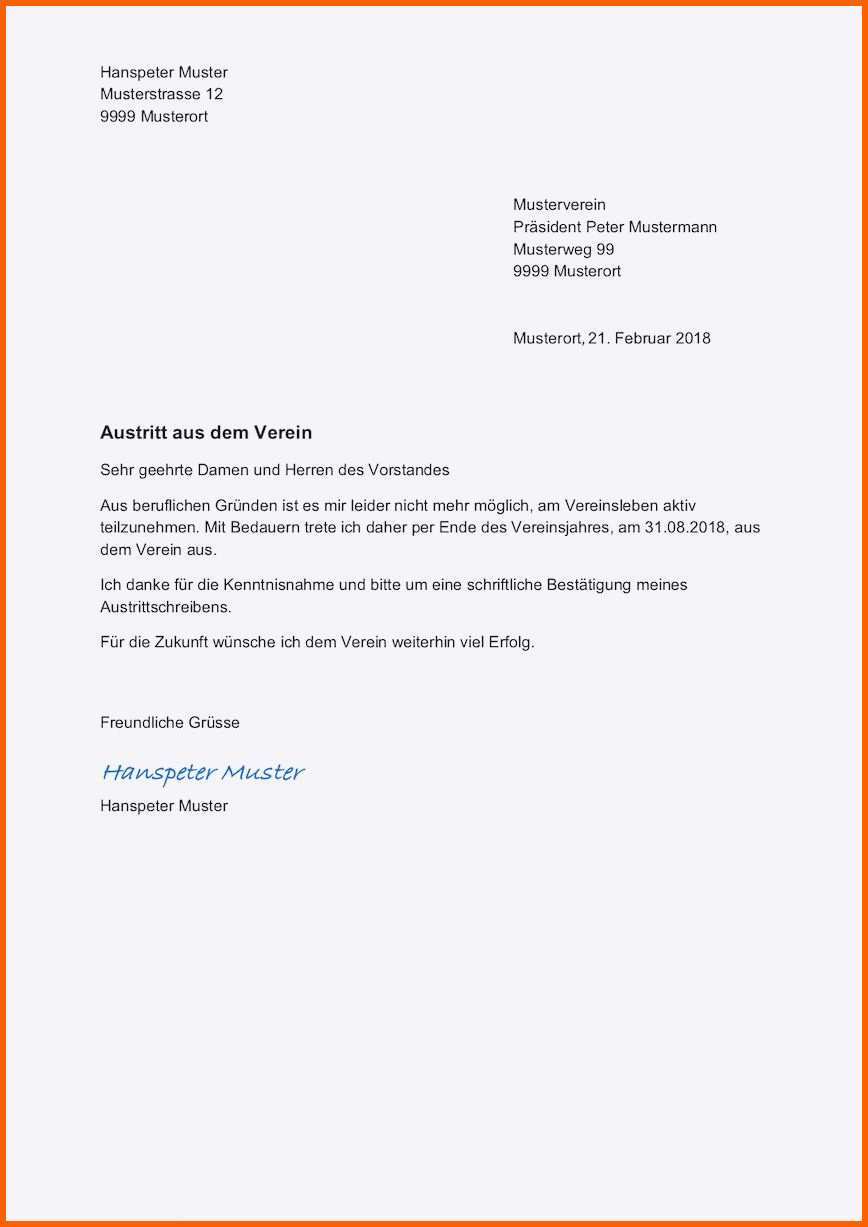 Ungewöhnlich Kündigungsschreiben Verein Vorlage