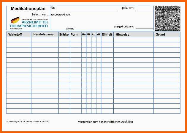 Ungewöhnlich Medikationsplan Vorlage Zum Download Als Pdf Focus Line