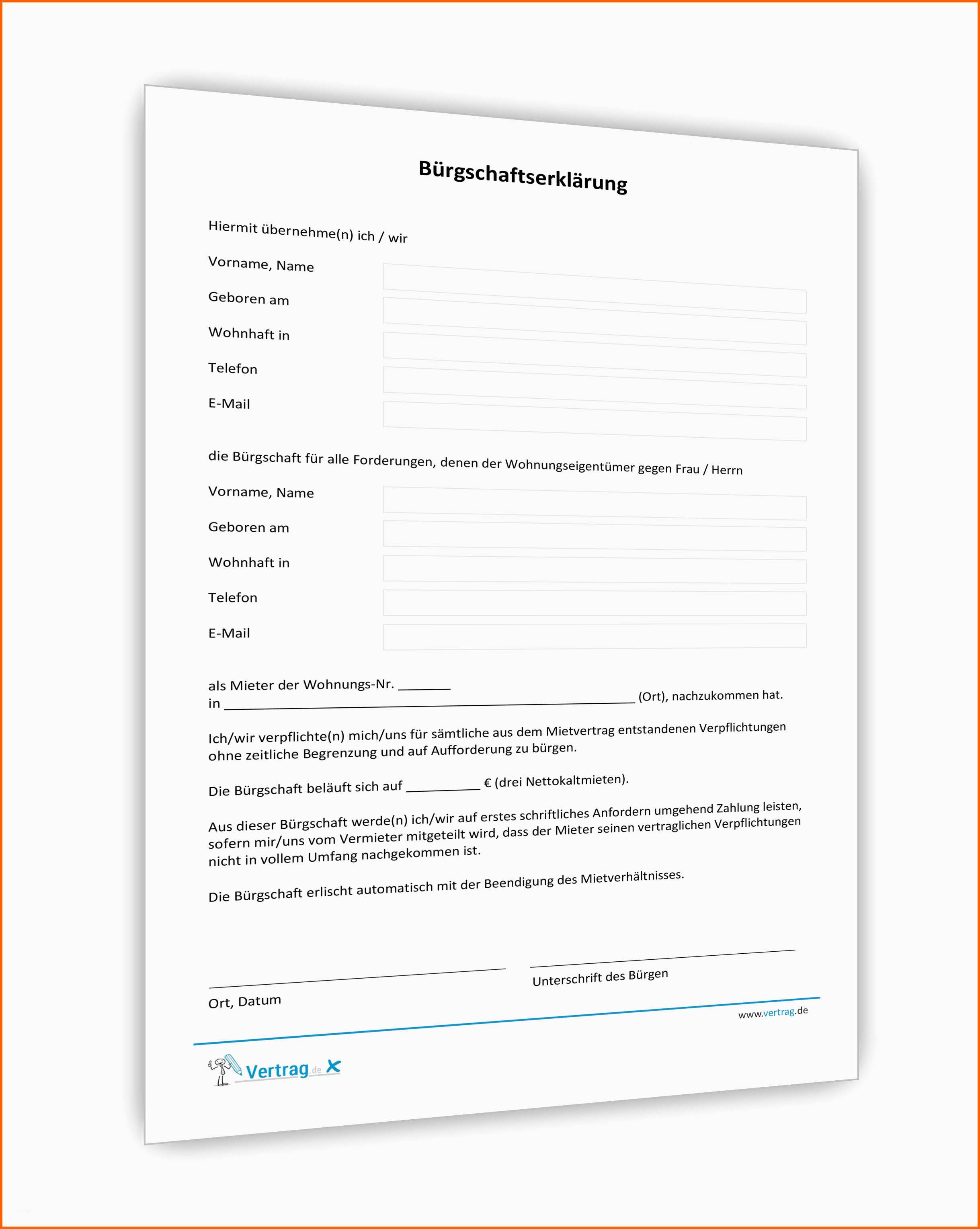 Ungewöhnlich Mietbürgschaft Muster Kostenlose Vordrucke Und - Kostenlos ...