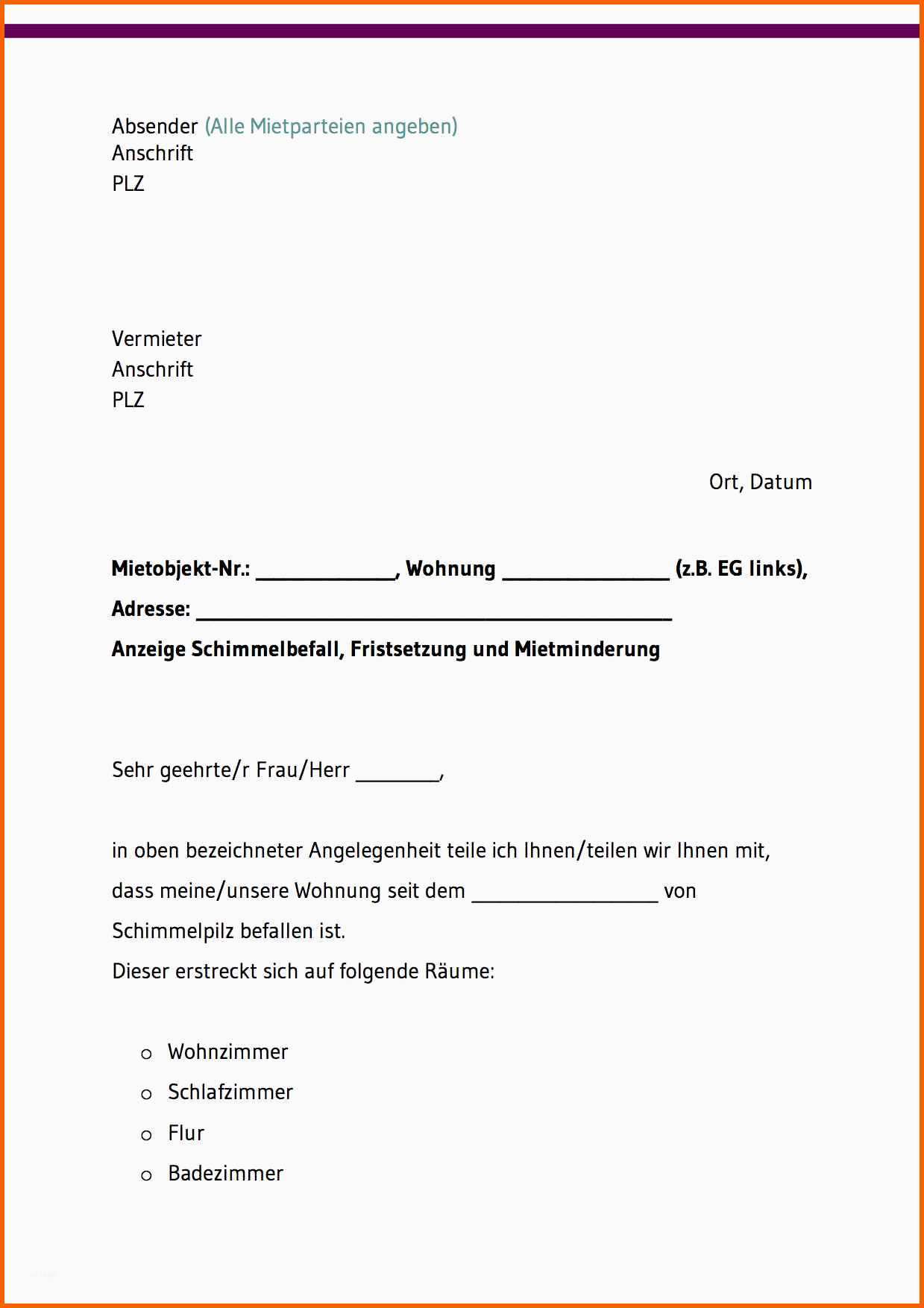 Ungewöhnlich Mietminderung Bei Mängeln – Kostenlose Vorlagen En