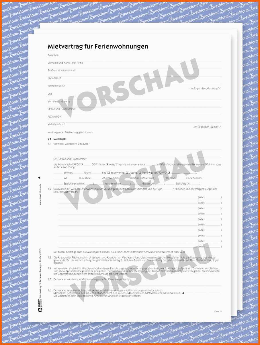 Ungewöhnlich Muster Mietvertrag Ferienwohnung