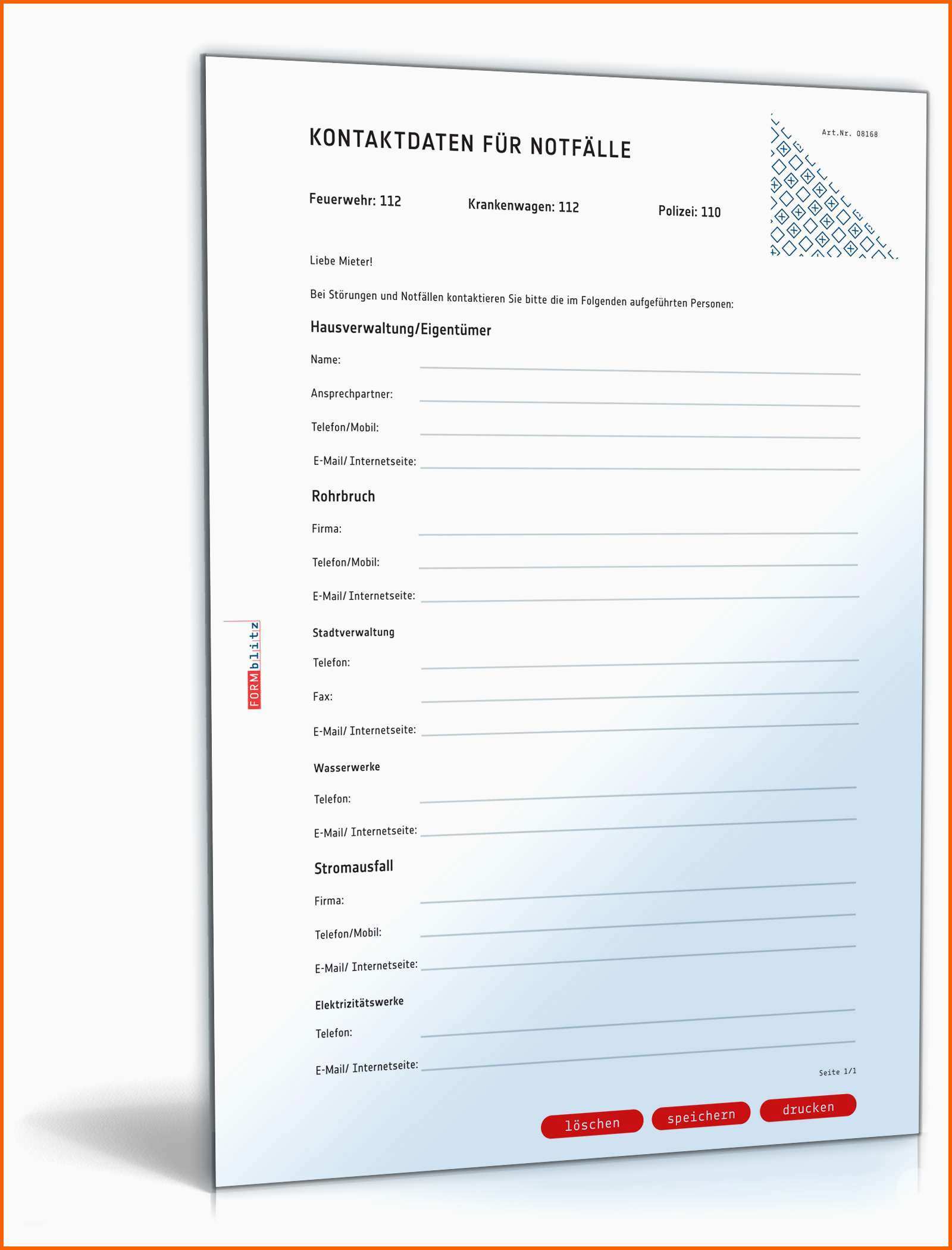 aushang kontaktdaten notfall