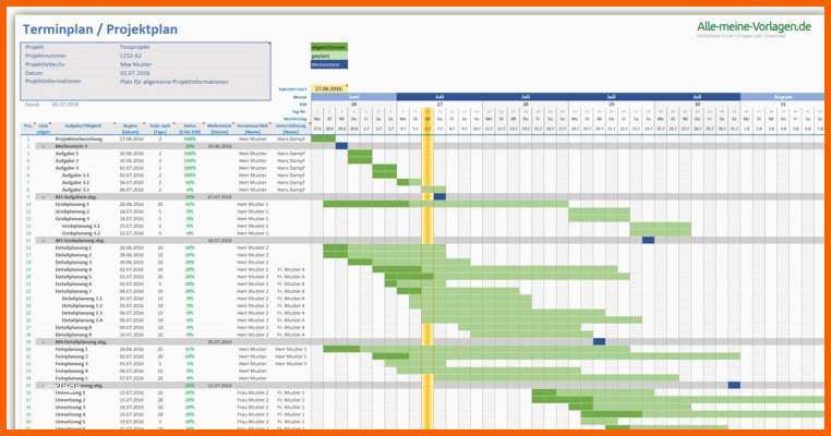 Ungewöhnlich Projektplan Excel Download