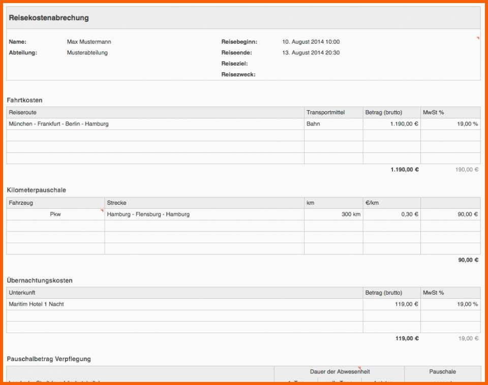 Ungewöhnlich Reisekostenabrechnung Vorlage 2016 – Vorlagen 1001